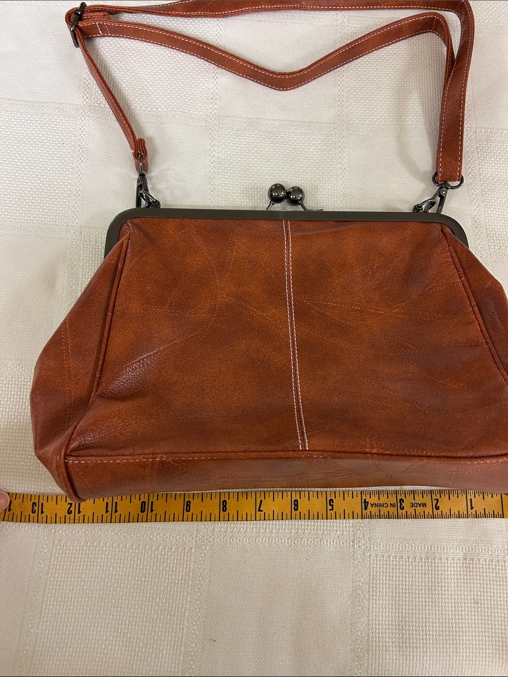 Classic Rustic Brown  faux Leather Crossbody Bag image 5